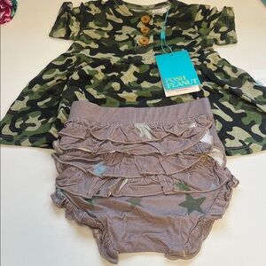 Posh Peanut Camouflage Dress with Ruffle Diaper Cover